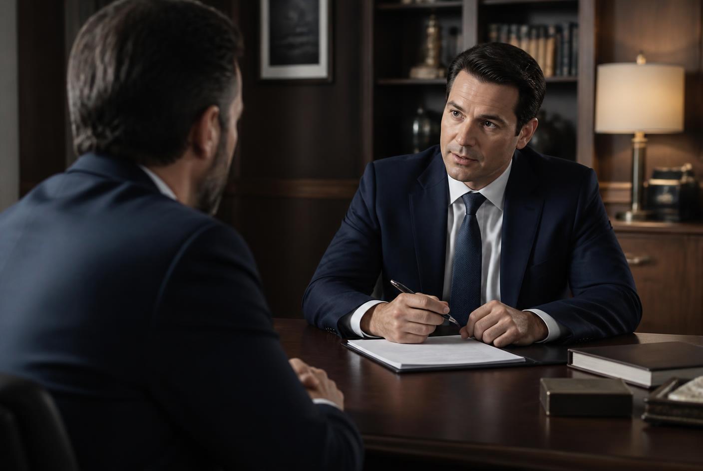 Reunião de atendimento entre advogado e cliente
